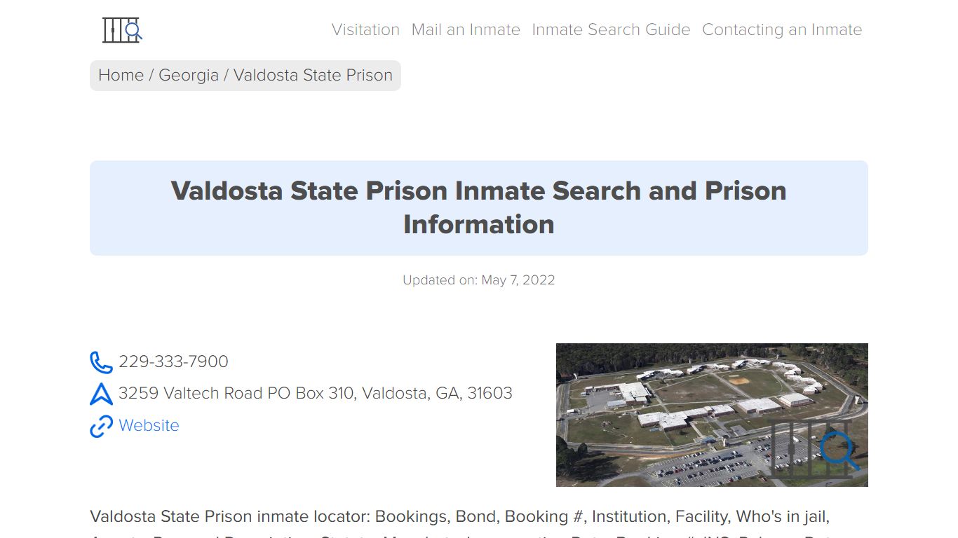 Valdosta State Prison Inmate Search, Visitation, Phone no ...